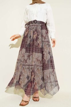Asymmetric Tulle Skirt Plum