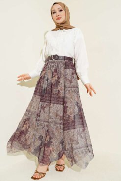 Vista alternativa de Asymmetric Tulle Skirt Plum