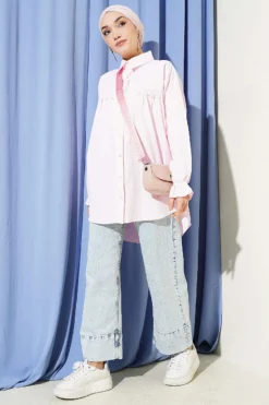 Alternative view of Ruffled Lace Poplin Shirt Pink