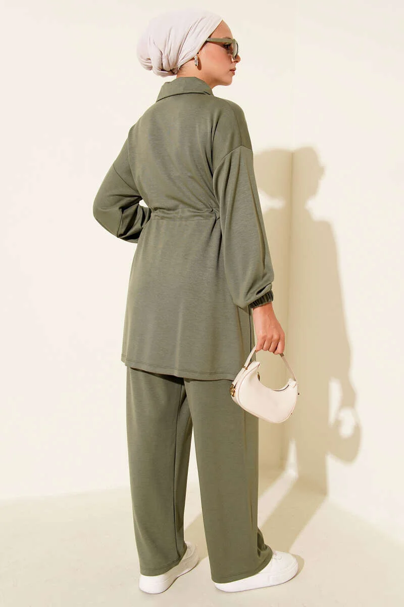 Fake Pocket Zippered Two-Piece Set - الصورة 3