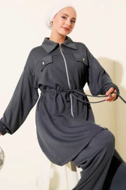 Alternative view of Fake Pocket Zippered Two-Piece Set