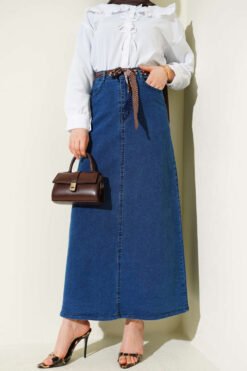 Denim Skirt with Shawl Detail all'ingrosso skirt - Hicabistan fabbrica Turchia