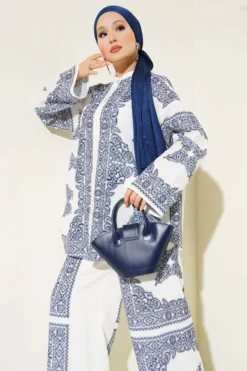 Alternative view of Oversized Patterned Two-Piece Set Navy Blue
