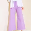 Loose Short Plain Trousers Lilac