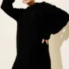 Grapevine Embossed Soft Knit Tunic Black