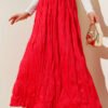 Satin-Look Wrinkled Skirt Red