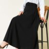 Scuba Belted Bell Skirt Black