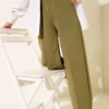 Scuba Wide Leg Trousers Khaki