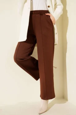 Scuba Wide Leg Trousers Brown