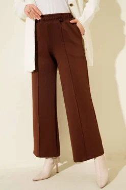 Alternative view of Scuba Wide Leg Trousers Brown
