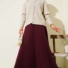 Scuba Mevlana Skirt Burgundy en gros skirt view 2 - Hicabistan usine Turquie