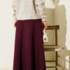 Scuba Mevlana Skirt Burgundy en gros skirt view 3 - Hicabistan usine Turquie