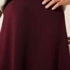 Scuba Mevlana Skirt Burgundy en gros skirt view 4 - Hicabistan usine Turquie