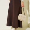 Scuba Mevlana Skirt Brown all'ingrosso skirt view 2 - Hicabistan fabbrica Turchia