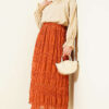 Striped Gathered Sequin Chiffon Skirt wholesale skirt view 2 - Hicabistan Turkey factory