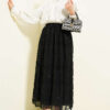 Striped Gathered Sequin Chiffon Skirt Black wholesale skirt view 2 - Hicabistan Turkey factory
