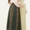 Striped Asymmetric Chiffon Skirt Khaki all'ingrosso skirt view 3 - Hicabistan fabbrica Turchia