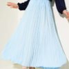 Gathered Waist Wrinkled Skirt Blue all'ingrosso skirt - Hicabistan fabbrica Turchia