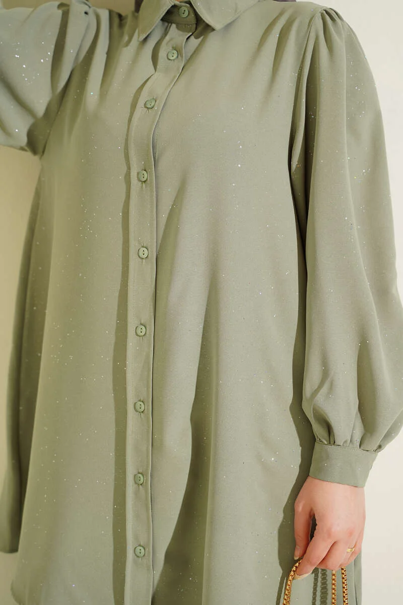 Shimmery Balloon Sleeve Shirt en gros shirt view 4 - Hicabistan usine Turquie