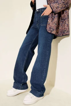 Alternative view of Pocketed Palazzo Denim Pants Blue