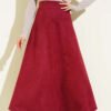 Suede Zippered Bell Skirt Burgundy