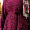 Tulle Detail Flared Dress Burgundy wholesale dress view 4 - Hicabistan Turkey factory
