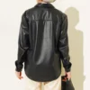 Snap Button Pocket Leather Shirt Black en gros shirt view 3 - Hicabistan usine Turquie