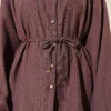 Stone Button Striped Textured Shirt Brown بالجملة shirt view 4 - Hicabistan مصنع تركيا