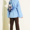 Stone Button Striped Textured Shirt Blue wholesale shirt view 3 - Hicabistan Turkey factory