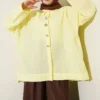 Stone Button Oversized Shirt Yellow