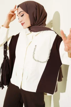 Stone Detailed Shirt Ecru