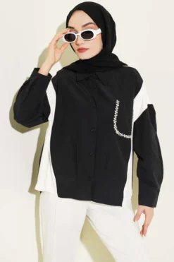 Stone Detailed Shirt Black
