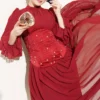 Stone Detailed Corset Evening Dress Burgundy al por mayor dress - Hicabistan fábrica Turquía