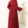 Stone Detailed Corset Evening Dress Burgundy al por mayor dress view 3 - Hicabistan fábrica Turquía