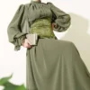 Stone Detailed Corset Evening Dress Khaki al por mayor dress view 2 - Hicabistan fábrica Turquía