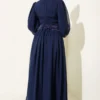Stone Detailed Corset Evening Dress Navy Blue Großhandel dress view 3 - Hicabistan Türkei Fabrik