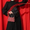 Stone Detailed Corset Evening Dress Black groothandel dress - Hicabistan Turkije fabriek