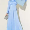 Beaded Satin Evening Dress Baby Blue all'ingrosso dress - Hicabistan fabbrica Turchia