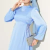 Beaded Satin Evening Dress Baby Blue all'ingrosso dress view 2 - Hicabistan fabbrica Turchia