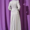Beaded Satin Evening Dress Grey all'ingrosso dress view 3 - Hicabistan fabbrica Turchia