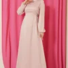 Beaded Satin Evening Dress Pink Großhandel dress - Hicabistan Türkei Fabrik