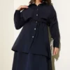 Stone-Embellished Cape Skirt Two-Piece Set Navy Blue groothandel clothing set view 2 - Hicabistan Turkije fabriek