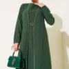 Stone Detail Two-Piece Set Green en gros clothing set view 2 - Hicabistan usine Turquie
