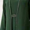 Stone Detail Two-Piece Set Green en gros clothing set view 4 - Hicabistan usine Turquie