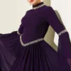 Stone Embellished Chiffon Evening Dress Purple wholesale dress - Hicabistan Turkey factory