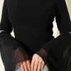 Stone Embellished Chiffon Evening Dress Black wholesale dress view 4 - Hicabistan Turkey factory