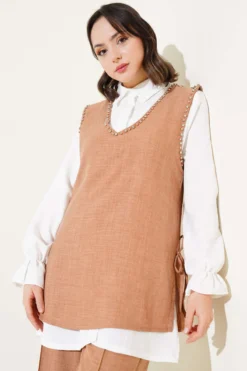 Alternative view of Stone Embellished Side Tied Three-Piece Set Stone