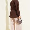 Wooden Button Waist Tunic Shirt Brown wholesale shirt view 3 - Hicabistan Turkey factory
