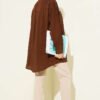 Stone Detail Cuff Button Shirt Brown groothandel shirt view 3 - Hicabistan Turkije fabriek