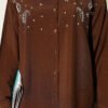 Stone Detail Cuff Button Shirt Brown groothandel shirt view 4 - Hicabistan Turkije fabriek